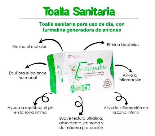 X3 Toallas Sanitarias Femeninas Anion Turmalina Hgw Dia