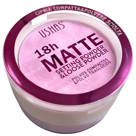Polvo compacto + translucido rosa matte 18H Ushas